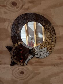Mosaic curled fox shaped mirror