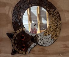 Mosaic curled fox shaped mirror