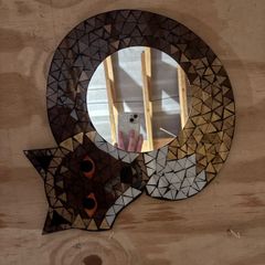 Mosaic curled fox shaped mirror