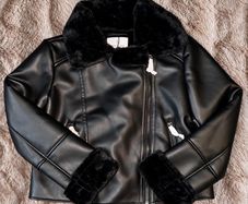 Stradivarius Black Faux Leather Moto Aviator Jacket Size M New with Tags