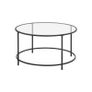 Round Coffee Table, Living Room Table with Steel Frame, Salon Table, Side Table, Pearl White/Slate Grey Image 2