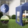 2 x 2 m Garden Pop Up Gazebo, Wedding Party Tent Marquee, Water Resistant Awning Canopy with Sidewalls, Windows, Carry Bag, Blue Image 4