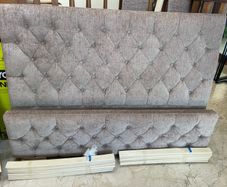 As New - Stunning Very Solid Beige Velvet Fabric King Size Bed Frame - Can Deliver