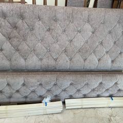 As New - Stunning Very Solid Beige Velvet Fabric King Size Bed Frame - Can Deliver