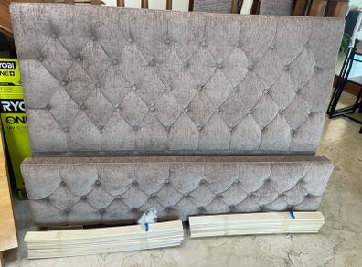 As New - Stunning Very Solid Beige Velvet Fabric King Size Bed Frame - Can Deliver