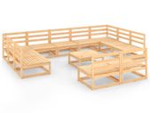 12 Piece Garden Lounge Set Solid Pinewood