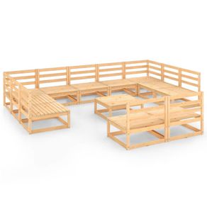 12 Piece Garden Lounge Set Solid Pinewood