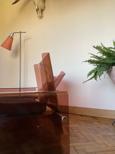 Mid century pink Perspex 2 seater love seat