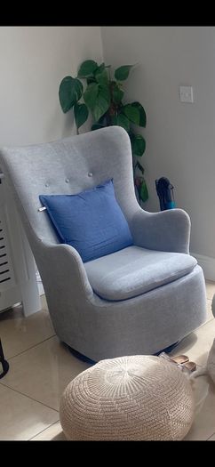 Nelson Light Grey Velvet Armchair Rocker Swivel