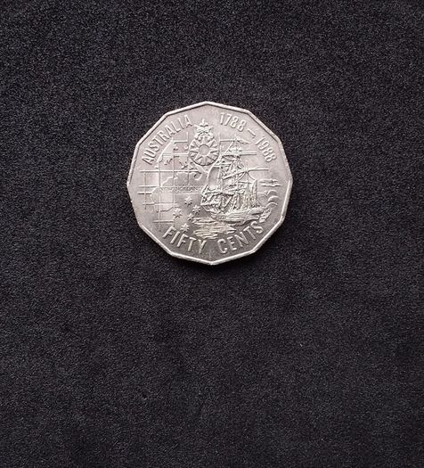 Australian Commemorative Bicentennial "First Fleet" 50 Cent Coin - 1988