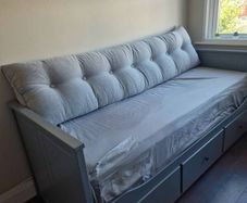 Ikea Hemnes Day bed with 2 x mattresses, 2 x mattress topper, cushion and deep fitted sheet cover