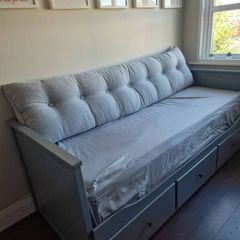 Ikea Hemnes Day bed with 2 x mattresses, 2 x mattress topper, cushion and deep fitted sheet cover