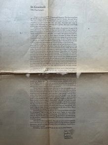 Yoko Ono In Gratitude Clipping 1980s RARE John Lennon Beatles
