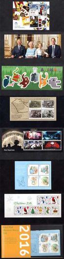 2016 Great Britain Royal Mail Miniature Sheets Pack with all miniature sheets issue in the year Mint Never Hinged (MNH)