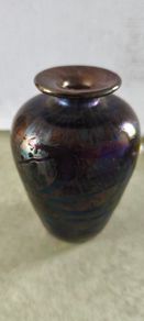 Glass vase, likely manufactured by Royal Brierley signed.