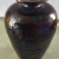 Glass vase, likely manufactured by Royal Brierley signed.