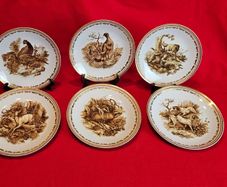 Hunting Motifs Decorative Plate Set , Manufacturer: L. Lichte, Fine China, GDR (East Germany), 1960s-1970s