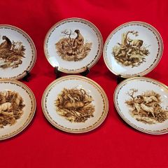Hunting Motifs Decorative Plate Set , Manufacturer: L. Lichte, Fine China, GDR (East Germany), 1960s-1970s