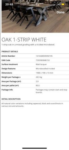 5.78 m2 of wood floor Oak White - Matt Lacquered