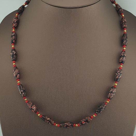 Antique Venetian Style Tiny Floral& Venetian Whiteheart Glass Beads Necklace