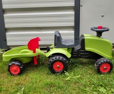 Falk Claas Tractor Ride-On with Trailer, from 12 Months, Shovel and Rake Included