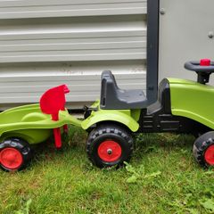 Falk Claas Tractor Ride-On with Trailer, from 12 Months, Shovel and Rake Included