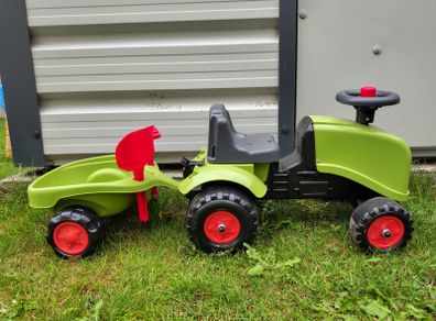 Falk Claas Tractor Ride-On with Trailer, from 12 Months, Shovel and Rake Included