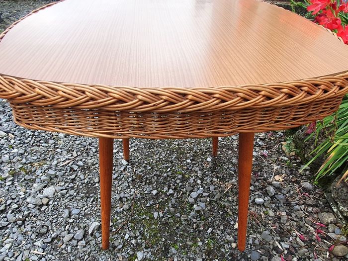 Very Rare Mid Century Wicker Table