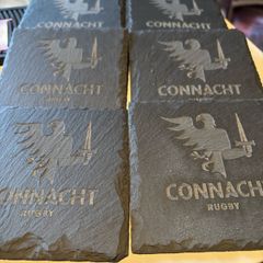 Connacht rugby black slate coasters