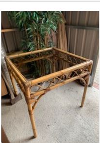 Smoked Glass Top Bamboo Table