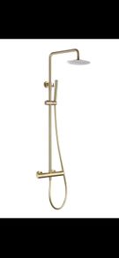 Brushed brass Round cool touch exposed dual function shower