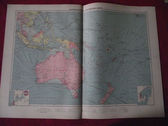 30 X Maps & Charts from Philip's Mercantile Marine Atlas of the World - Fourth Edition 1913