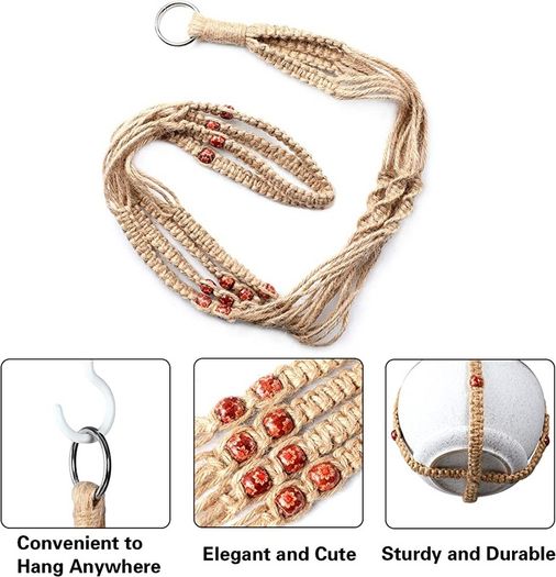 2 Pcs Plant Hangers Hanging Plant Holder for Indoor Outdoor Decor Macrame Hanging Planter Basket with 4 Hooks(35 Inch)