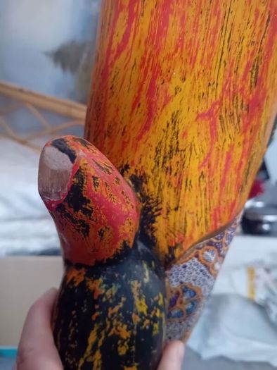 Vintage Indonesian folk art tall wooden cat sculpture