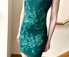 Quiz Emerald Green Sequin Floral Midi Dress | Size 10