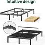 Double Bed Frame with Storage Space Underneath - 4ft6 (135 x 190 cm) - 14.2'' Height - Metal Bed Base with Steel Slat Support - Easy Assembly - Black Image 4