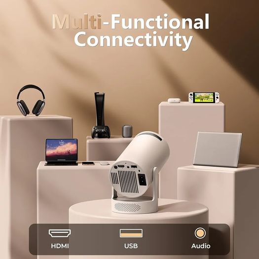 Mini Projector 1080P FHD 4K Supported, Portable Projector with Android 11 OS, WiFi 6 & Bluetooth 5.0, 300 ANSI Lumens, Auto Vertical Keystone, HiFi Speaker for Home Entertainment