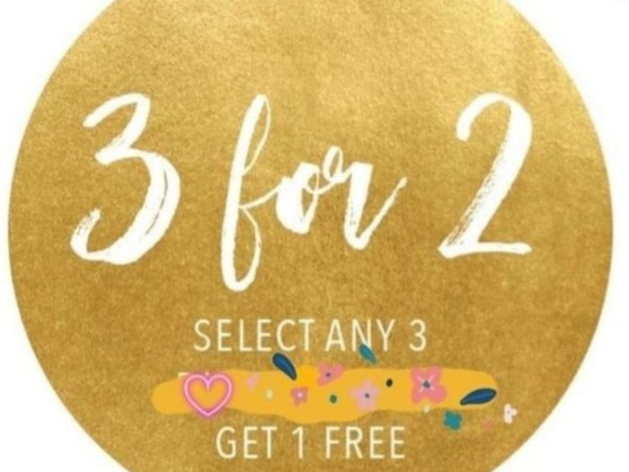 3 for 2 on EVERYTHING!! Choose ANY 3 items - Pay for 2 - Get 1 FREE!!