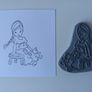 Rubber Stamp - Girl Sitting with her Teddy Image 3