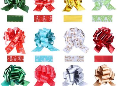 24 Pieces Large Christmas Pull Bows Ribbon Wrap Present Decoration