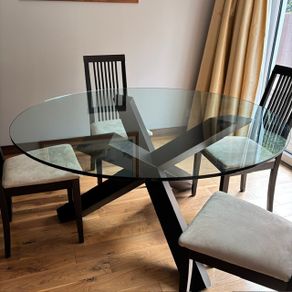 Large Round Glass Dining Table