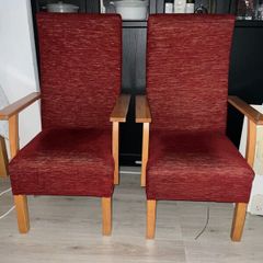 Single Accent Chair  Burgundy Fabric with Wooden
