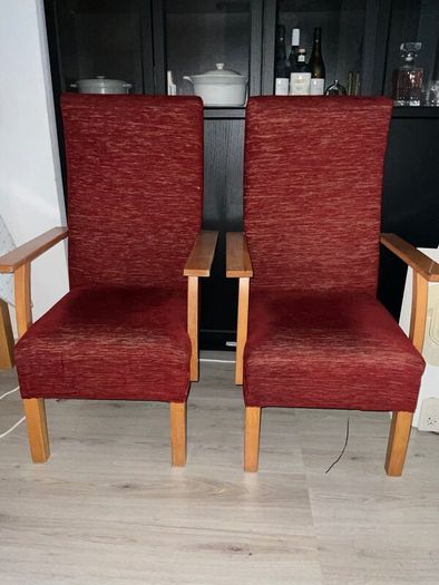 Single Accent Chair  Burgundy Fabric with Wooden