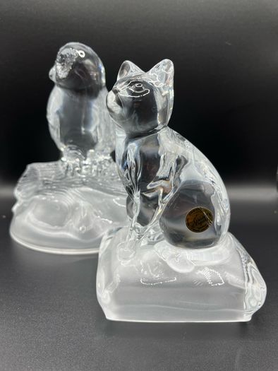 Pair of vintage crystal sculptures crafted by Cristal D'Arques
