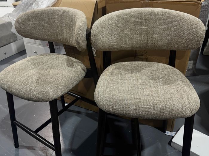 4 x Beige Fabric Counter Bar Stools Like New