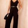 New Black Belted Jumpsuit Image 3