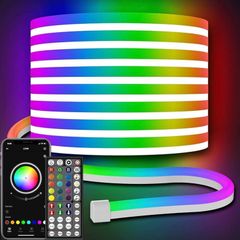 Led Neon Rope Lights 10m Flexible Waterproof Outdoor Led Rope Lights,Control with App/Remote,Multiple Modes,RGB Neon Music Sync Gaming Strip for Bedroom Indoo
