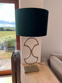 Gold lamp with green velvet shade