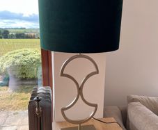 Gold lamp with green velvet shade