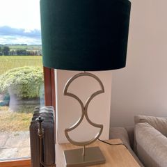 Gold lamp with green velvet shade